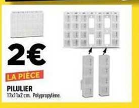 2€ LA PIÈCE PILULIER 17x11x2 cm. Polypropylène