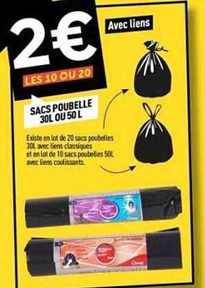 2€ LES 10 OU 20 SACS POUBELLE 30L OU 50L Avec liens