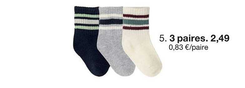 5. 3 paires. 2,49