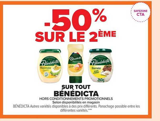 -50% SUR LE 2ÈME SUR TOUT BÉNÉDICTA