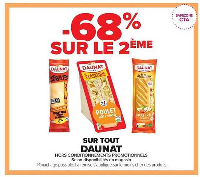 -68% SUR LE 2ÈME SUR TOUT DAUNAT