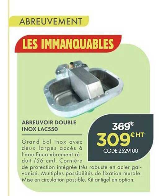 ABREUVOIR DOUBLE INOX LAC550