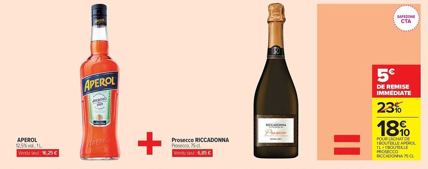 APEROL 12,5% vol., 1L + Prosecco RICCADONNA Prosecco, 75 cl