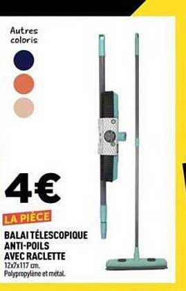 BALAI TÉLESCOPIQUE ANTI-POILS AVEC RACLETTE