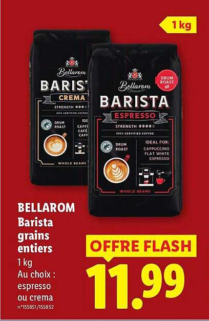 BELLAROM Barista grains entiers 1 kg Au choix : espresso ou crema