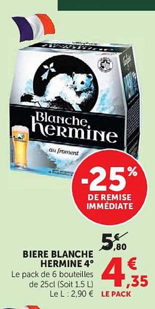 BIERE BLANCHE HERMINE 4°
