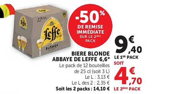 BIERE BLONDE ABBAYE DE LEFFE 6,6°