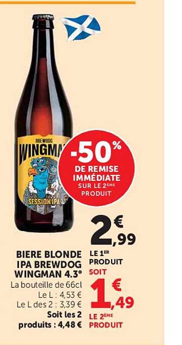BIERE BLONDE IPA BREWDOG WINGMAN 4.3°