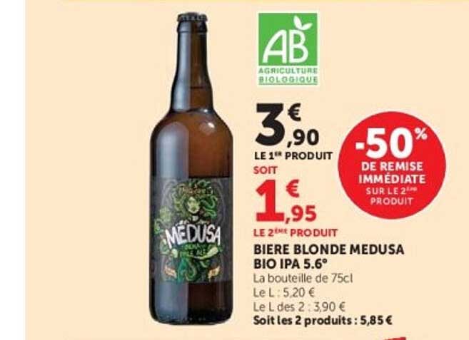 BIERE BLONDE MEDUSA BIO IPA 5.6°