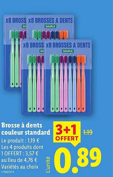 Brosse à dents couleur standard