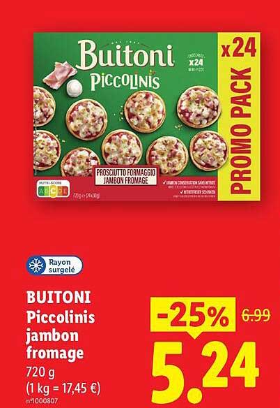 BUITONI Piccolinis jambon fromage 720 g
