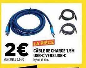 CÂBLE DE CHARGE 1.5M USB-C VERS USB-C