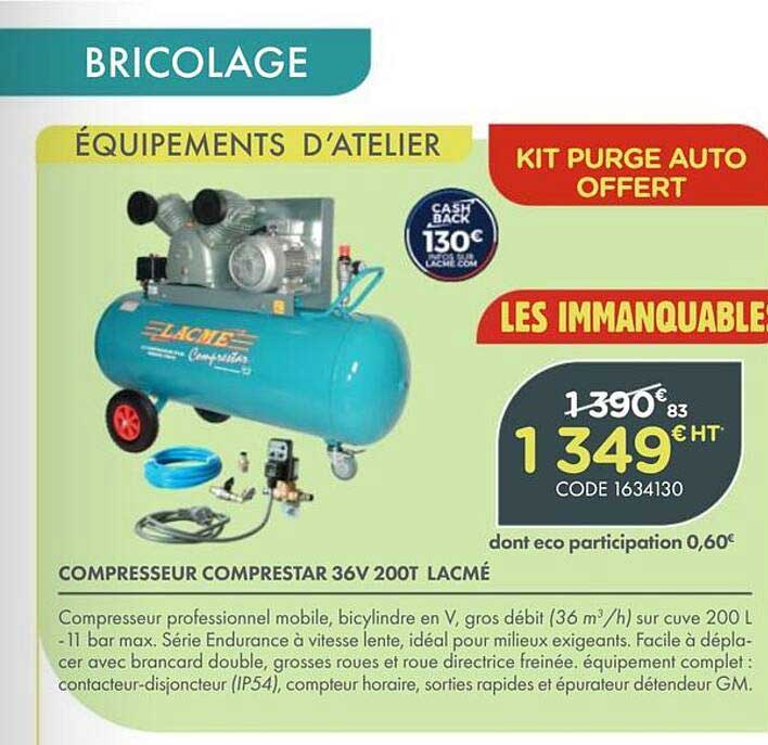 COMPRESSEUR COMPRESTAR 36V 200T LACMÉ