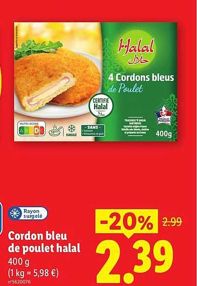 Cordon bleu de poulet halal 400 g