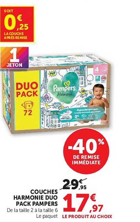 COUCHES HARMONIE DUO PACK PAMPERS