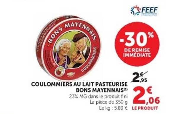 COULOMMIERS AU LAIT PASTEURISÉ BONS MAYENNAIS