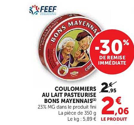 COULOMMIERS AU LAIT PASTEURISÉ BONS MAYENNAIS(1)