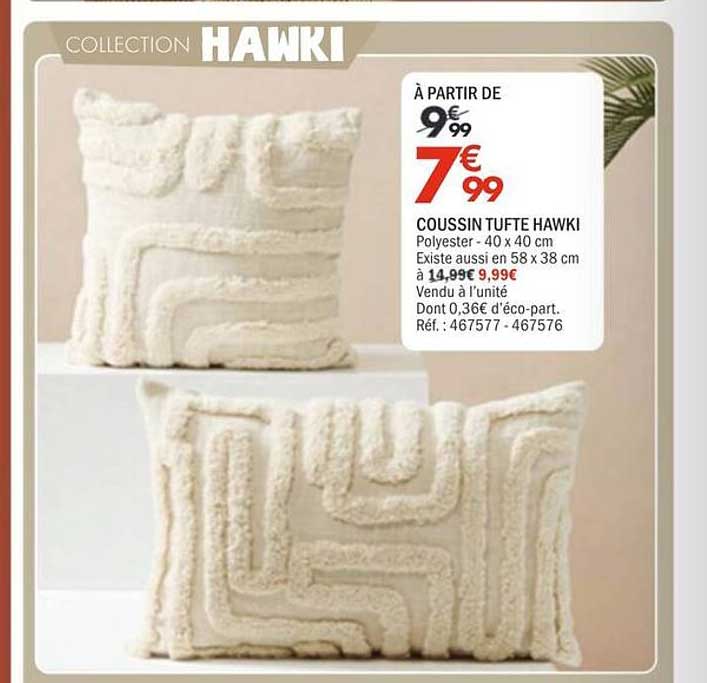 COUSSIN TUFTÉ HAWKI