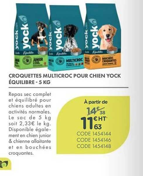 CROQUETTES MULTICROC POUR CHIEN YOCK ÉQUILIBRE - 5 KG