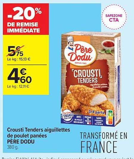 Crousti Tenders aiguillettes de poulet panées PÈRE DODU 380 g.