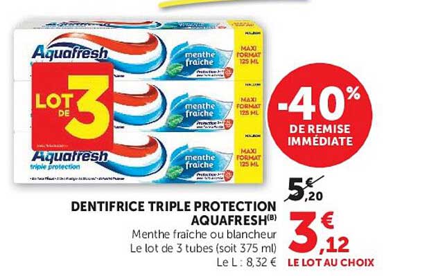DENTIFRICE TRIPLE PROTECTION AQUAFRESH®