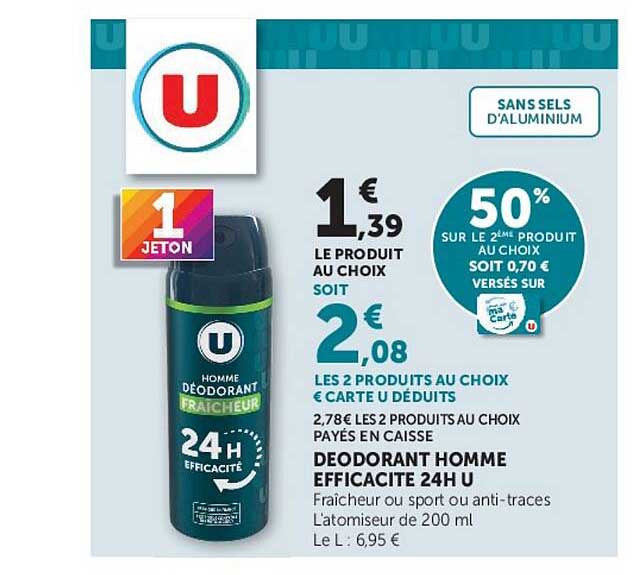 DEODORANT HOMME EFFICACITE 24H U