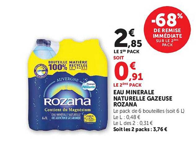 EAU MINERALE NATURELLE GAZEUSE ROZANA