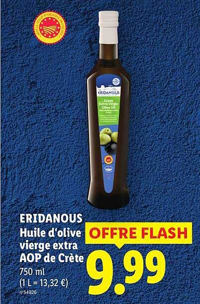 ERIDANOUS Huile d'olive vierge extra AOP de Crète 750 ml