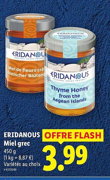 ERIDANOUS Miel grec 450 g Variétés au choix
