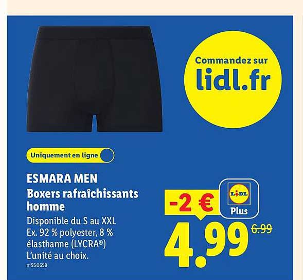 ESMARA MEN Boxers rafraîchissants homme