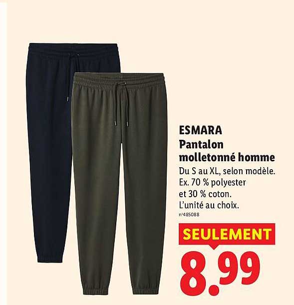 ESMARA Pantalon molletonné homme
