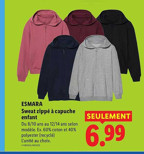 ESMARA Sweat zippé à capuche enfant
