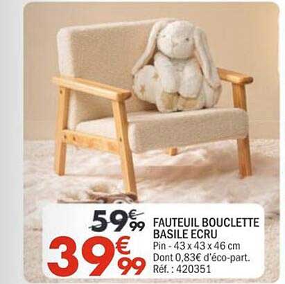 FAUTEUIL BOUCLETTE BASILE ECRU