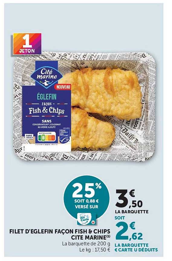 FILET D'EGLEFIN FAÇON FISH & CHIPS CITE MARINE