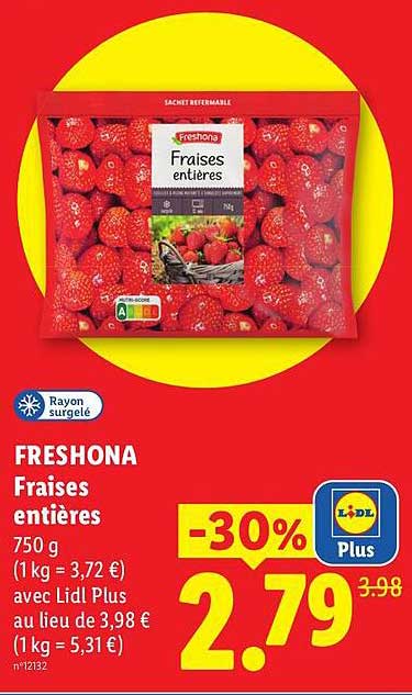 FRESHONA Fraises entières 750 g