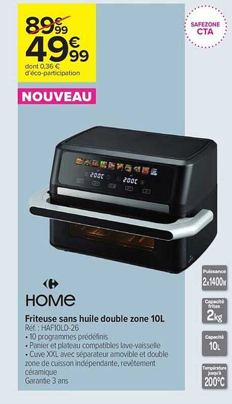 Friteuse sans huile double zone 10L