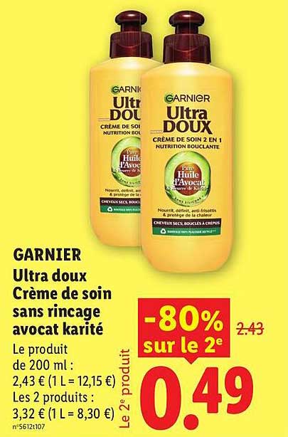 GARNIER Ultra doux Crème de soin sans rinçage avocat karité