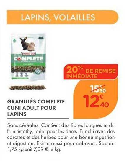 GRANULÉS COMPLETE CUNI ADULT POUR LAPINS