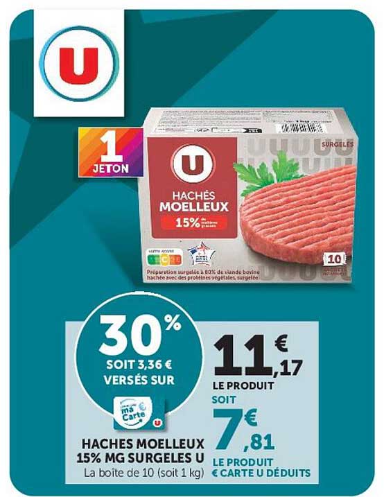 HACHÉS MOELLEUX 15% MG SURGELÉS U