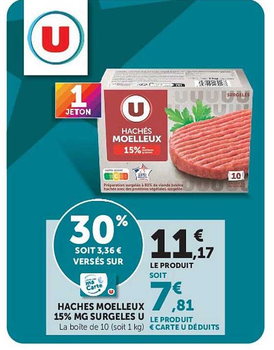 HACHÉS MOELLEUX 15% MG SURGELÉS U