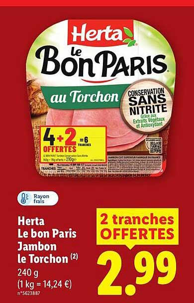 Herta Le bon Paris Jambon le Torchon 240 g