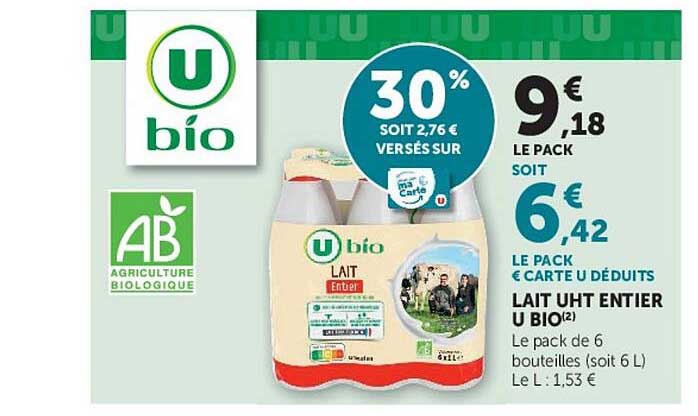 LAIT UHT ENTIER U BIO