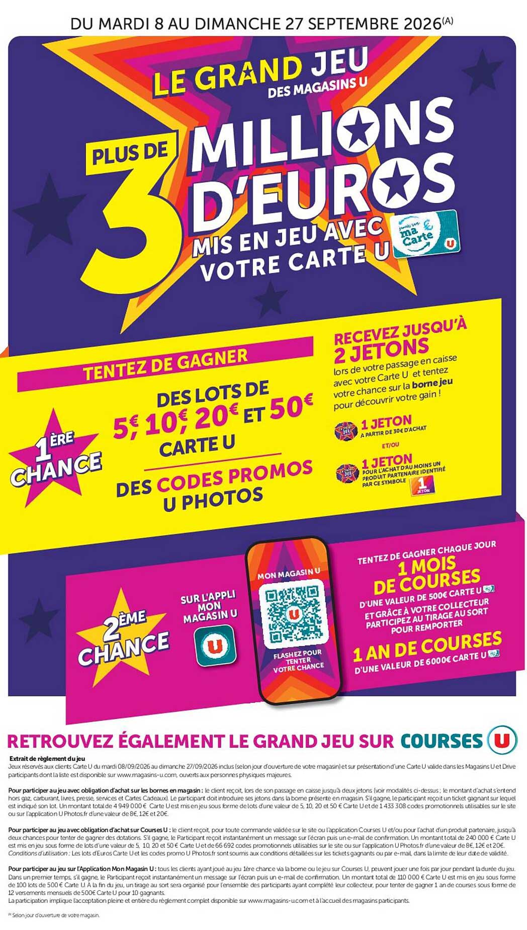 LE GRAND JEU DES MAGASINS U PLUS DE 3 MILLIONS D’EUROS MIS EN JEU AVEC VOTRE CARTE U