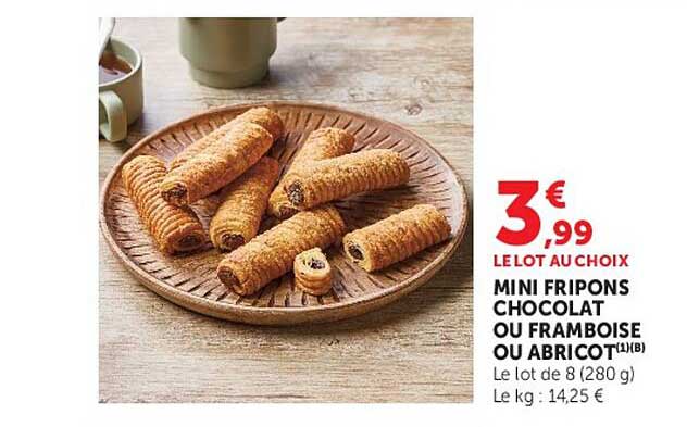 LE LOT AU CHOIX MINI FRIPONS CHOCOLAT OU FRAMBOISE OU ABRICOT
