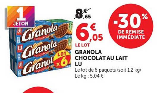 Le lot GRANOLA CHOCOLAT AU LAIT LU