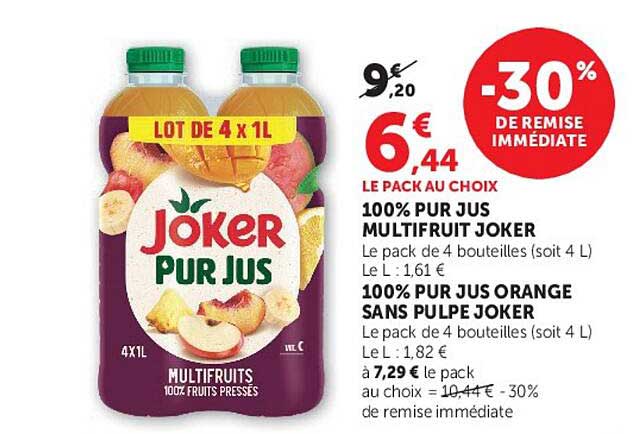 LE PACK AU CHOIX 100% PUR JUS MULTIFRUIT JOKER