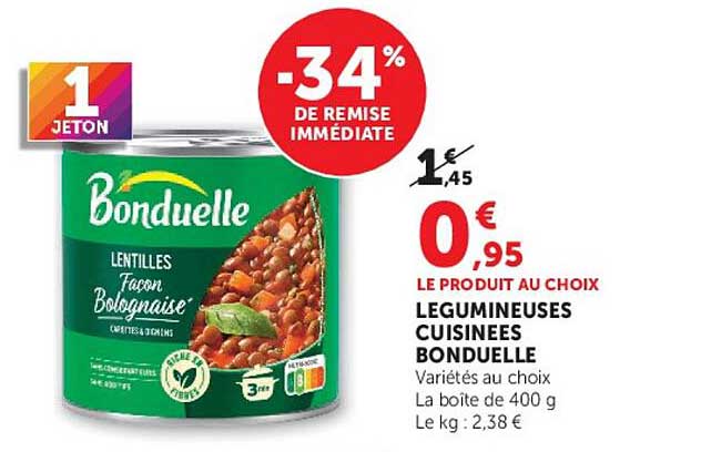 LE PRODUIT AU CHOIX LEGUMINEUSES CUISINEES BONDUELLE