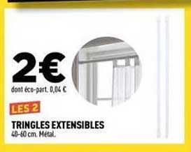LES 2 TRINGLES EXTENSIBLES 40-60 cm. Métal.