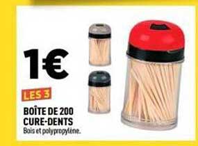 LES 3 BOÎTE DE 200 CURE-DENTS Bois et polypropylène.