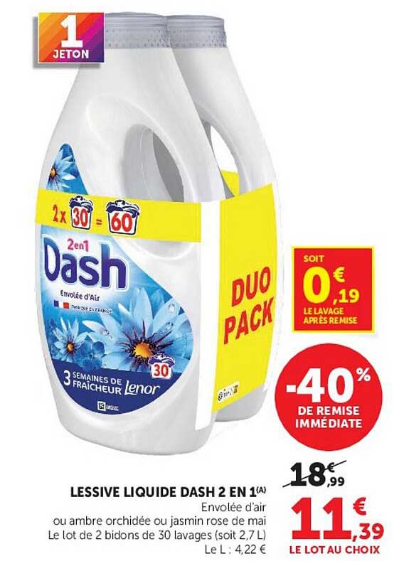 LESSIVE LIQUIDE DASH 2 EN 1